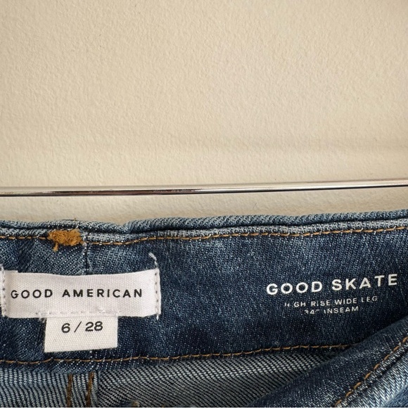 Good American | Good Skate High Rise Wide Leg 34” Inseam Flare Jeans ~ US 6 - Picture 10 of 12